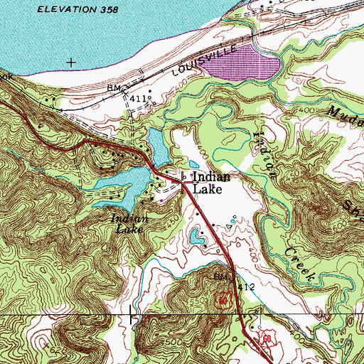Topographic Map of Indian Lake, KY