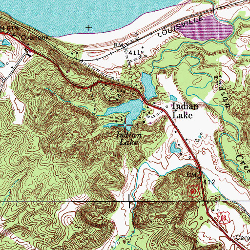 Topographic Map of Indian Lake, KY