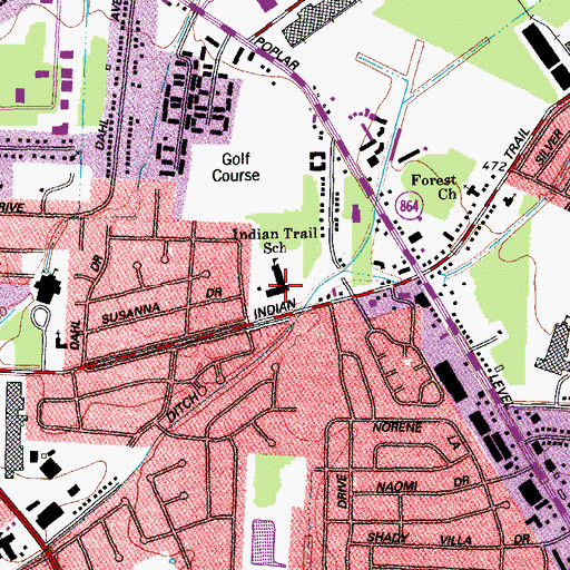 Topographic Map of Indian Trail School, KY