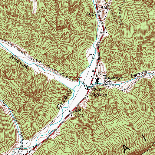 Topographic Map of Ingram Branch, KY