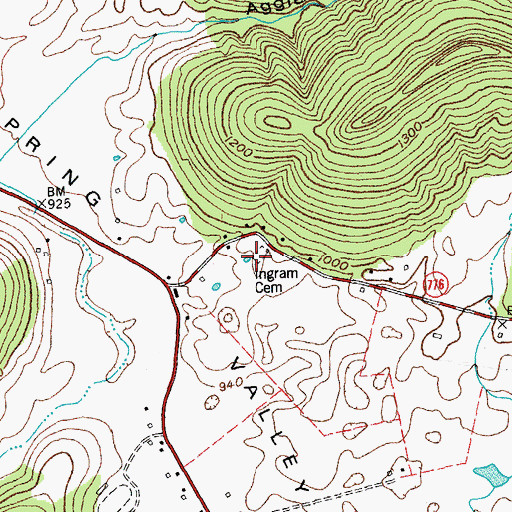 Topographic Map of Ingram-Vickery-Goodard Cemetery, KY