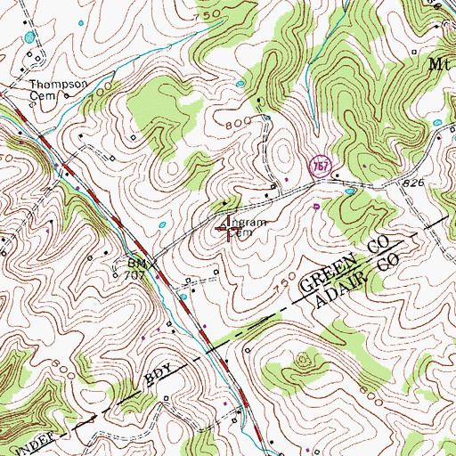 Topographic Map of Ingram Cemetery, KY