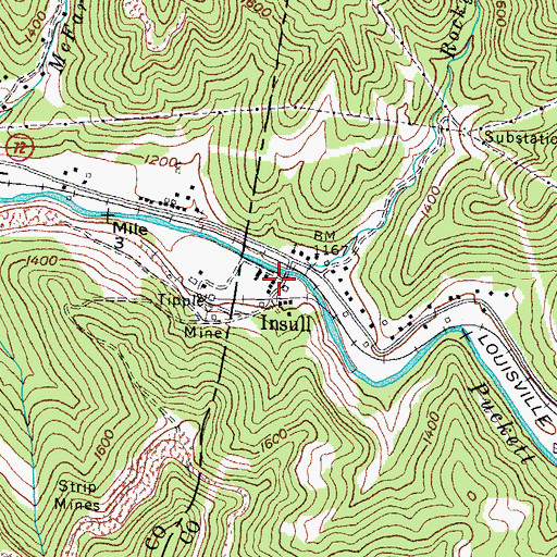 Topographic Map of Insull, KY