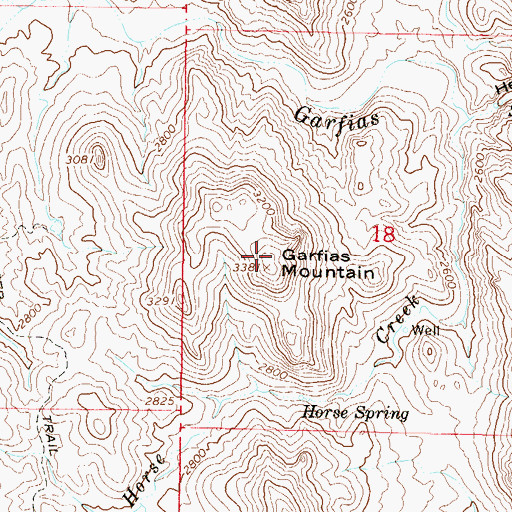 Topographic Map of Garfias Mountain, AZ