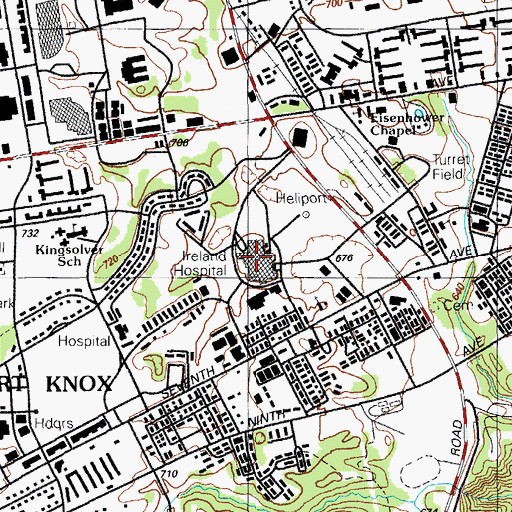 Topographic Map of Ireland Army Community Hospital, KY