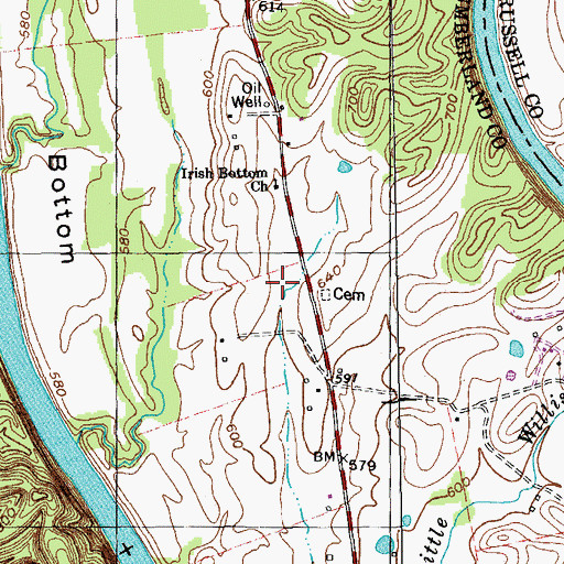 Topographic Map of Irish Bottom School, KY