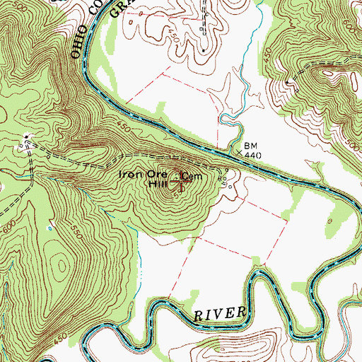 Topographic Map of Iron Ore Hill, KY