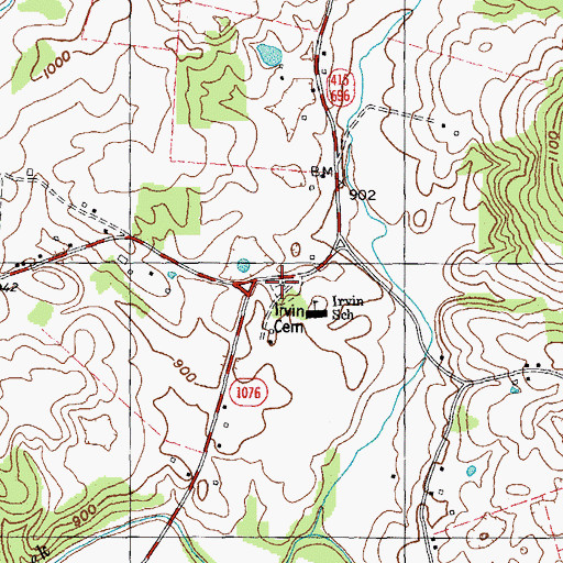 Topographic Map of Irvin Cemetery, KY