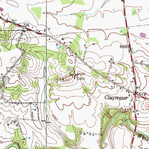 Topographic Map of Irvin Cemetery, KY