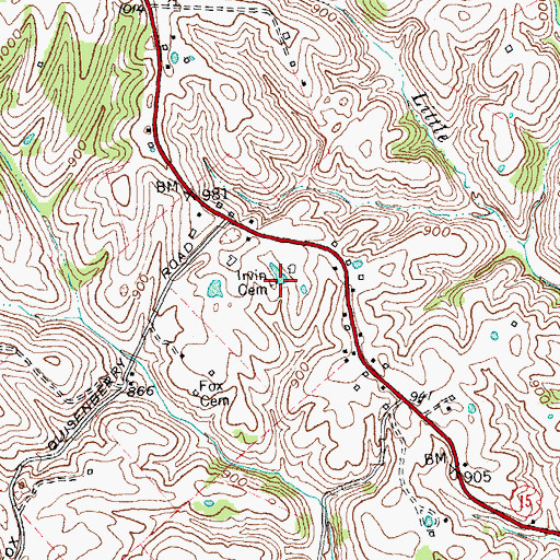 Topographic Map of Irvin Cemetery, KY