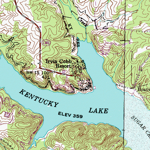 Topographic Map of Irvin Cobb Resort, KY