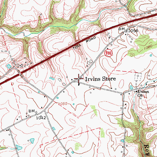 Topographic Map of Irvins Store, KY