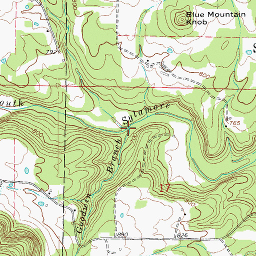 Topographic Map of Goodwin Branch, AR