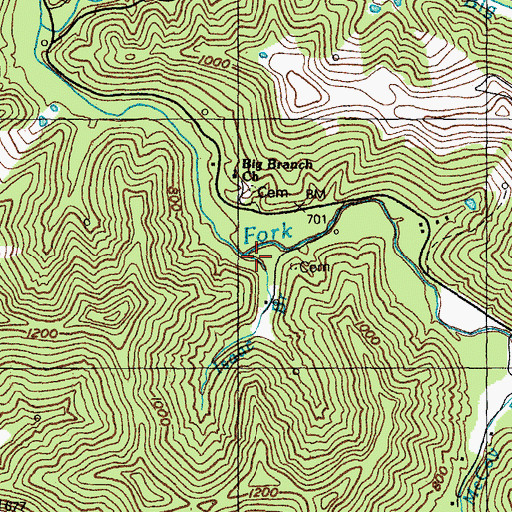 Topographic Map of Isaac Branch, KY