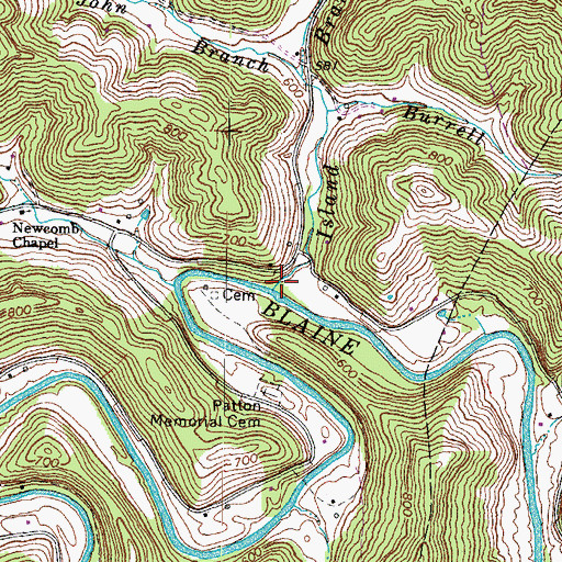 Topographic Map of Island Branch, KY