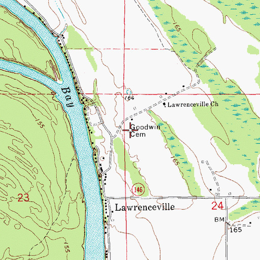 Topographic Map of Goodwin Cemetery, AR