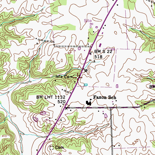 Topographic Map of Ivie Cemetery, KY