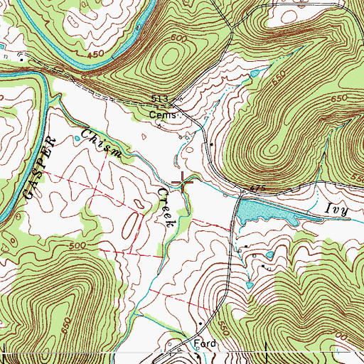 Topographic Map of Ivy Branch, KY