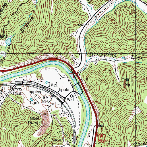 Topographic Map of Ivy Creek, KY