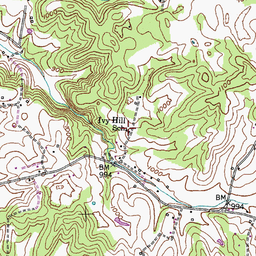 Topographic Map of Ivy Hill School, KY