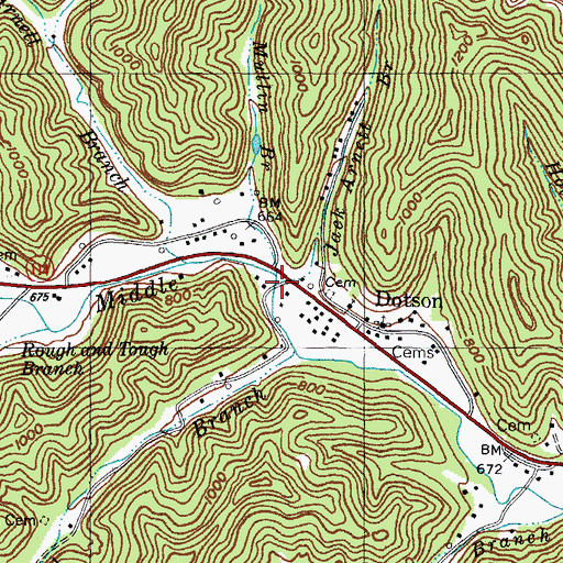 Topographic Map of Jack Arnett Branch, KY