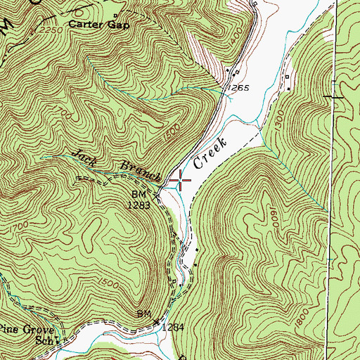 Topographic Map of Jack Branch, KY