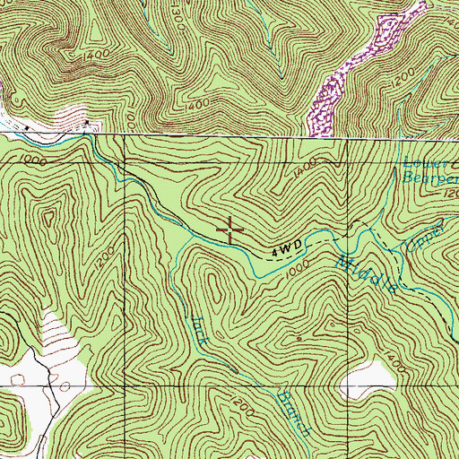 Topographic Map of Jack Branch, KY