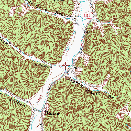 Topographic Map of Jack Branch, KY