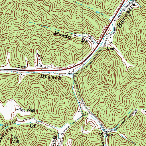 Topographic Map of Jack Caudill Branch, KY