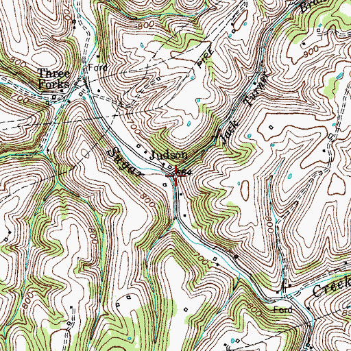 Topographic Map of Jack Turner Branch, KY