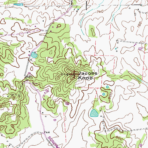 Topographic Map of Jacobs Knob, KY