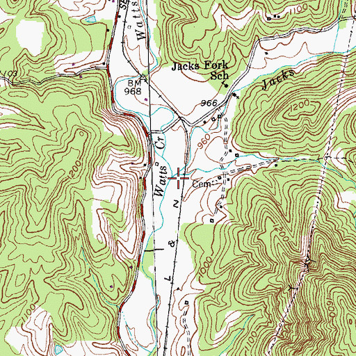 Topographic Map of Jacks Fork, KY