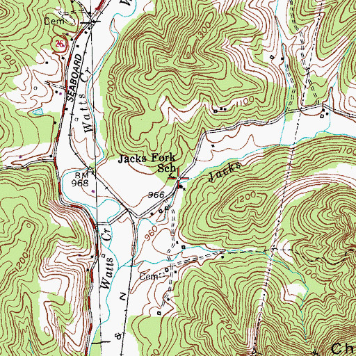 Topographic Map of Jacks Fork School, KY