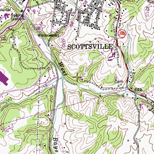 Topographic Map of Jacks Hollowk Branch, KY