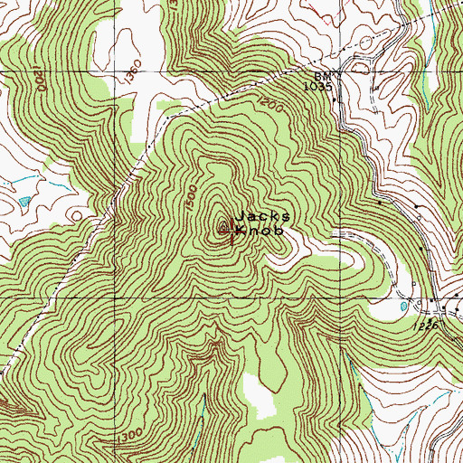 Topographic Map of Jacks Knob, KY