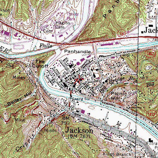Topographic Map of Jackson, KY