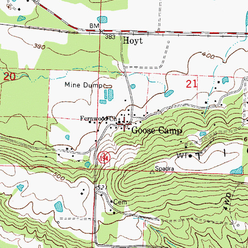 Topographic Map of Goose Camp, AR