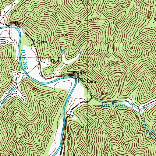 Topographic Map of Jackson Branch, KY