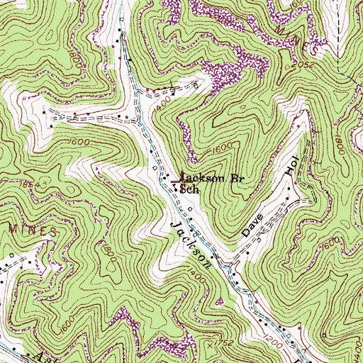 Topographic Map of Jackson Branch School, KY