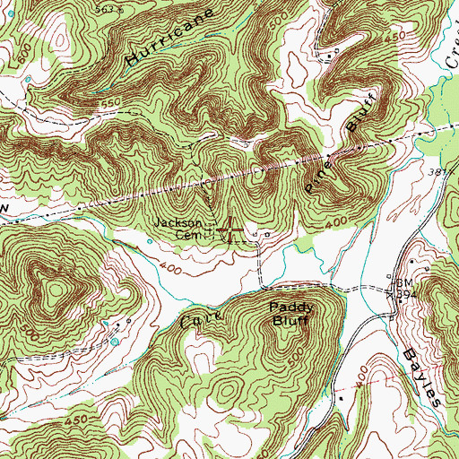 Topographic Map of Jackson Cemetery, KY