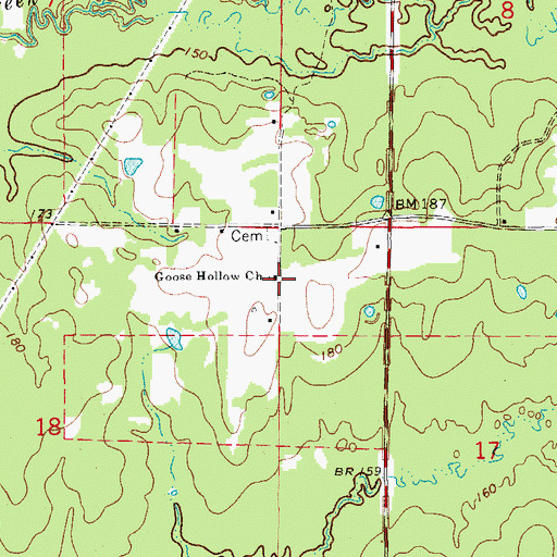 Topographic Map of Goose Hollow Church, AR