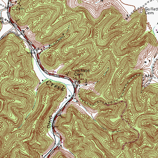 Topographic Map of Jackson Cemetery, KY