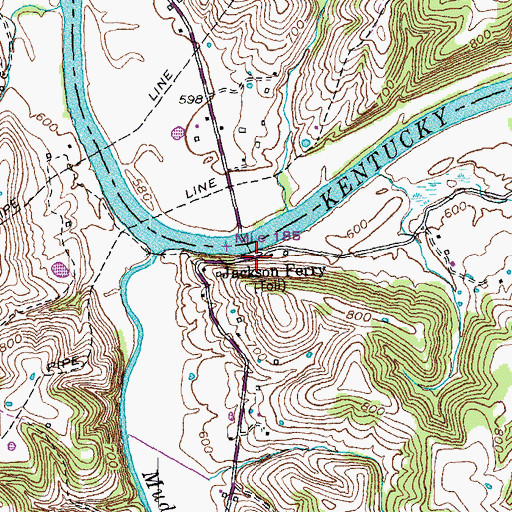 Topographic Map of Jackson Ferry, KY