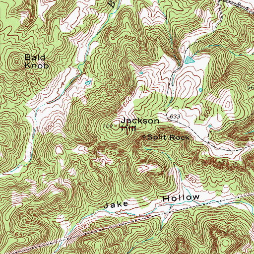 Topographic Map of Jackson Hill, KY