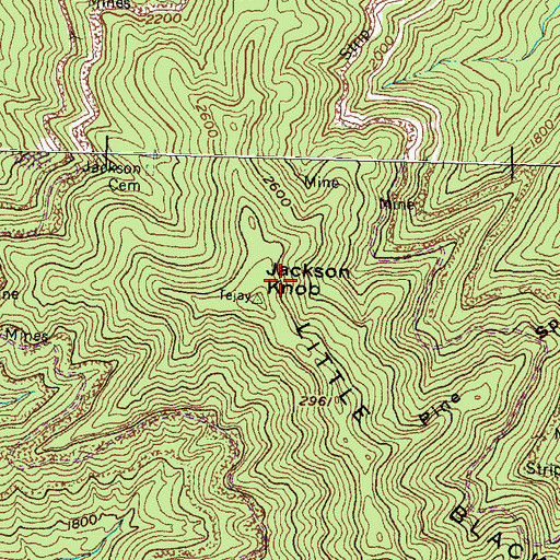 Topographic Map of Jackson Knob, KY