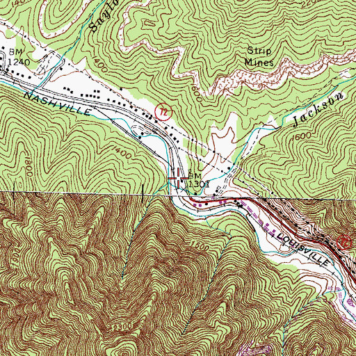 Topographic Map of Jackson Mill Creek, KY