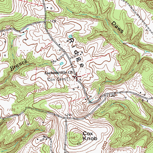 Topographic Map of Jacksonville Church, KY