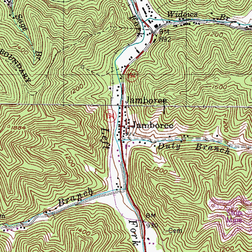 Topographic Map of Jamboree, KY