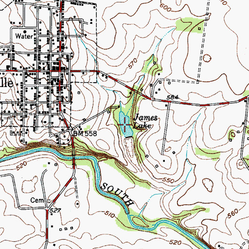Topographic Map of James Lake, KY