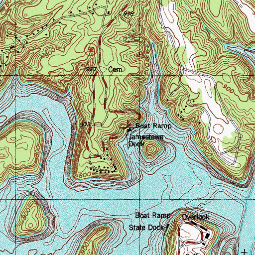 Topographic Map of Jamestown Dock, KY